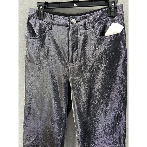 AREA Leggings Womens Size 6 Metallic Moto-knee Leggings In Silver Zip Leg Club - Picture 4 of 16